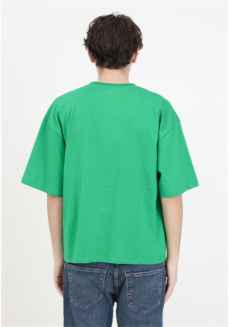 T-shirt verde uomo donna con stampa sul davanti e sul retro in contrasto GARMENT WORKSHOP | S4GMUATH020923